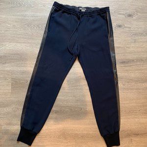 VINCE Leather Trimmed Polyester Jogger Pants (XS)